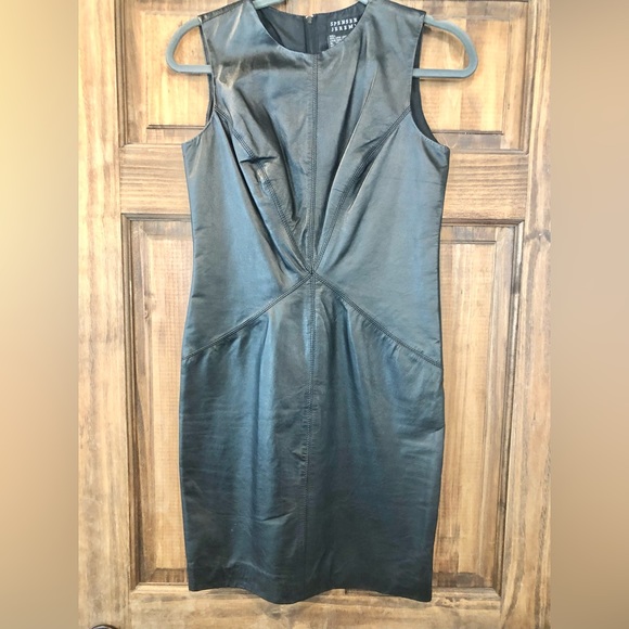 Vintage 80s Spenser Jeremy Lamb Leather Sleeveless Dress - Picture 2 of 11